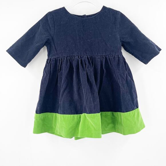 BELLA BLISS Dress Size 3 Boutique Corduroy Green Navy Toddler Girl Prep Holiday - Picture 1 of 12